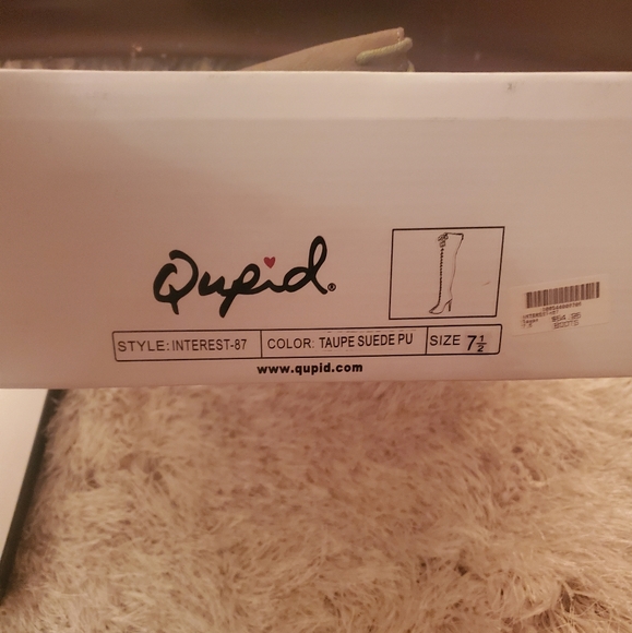 Qupid Women Suede Lace Up Peep Toe Thigh High - Picture 6 of 6